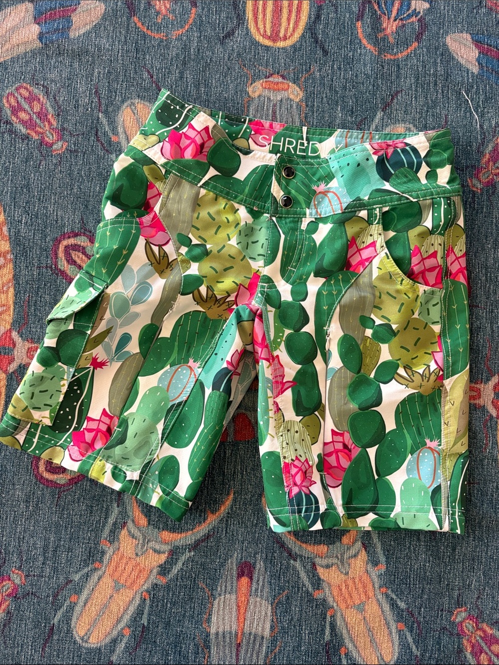 HTF! Shredly 9” inseam “succi” print MTB shorts adjustable waist 00 / 24 / XS